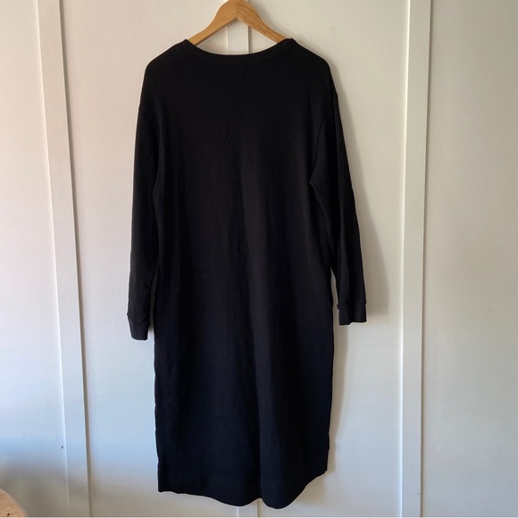 Zara Black Long Sweatshirt Dress with pockets relaxed fit - Size Large - Picture 7 of 9